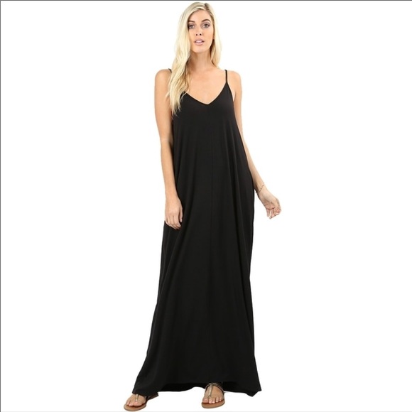 ✨LAST ONE ✨Black loose fit pocket tank maxi dress - Picture 5 of 7